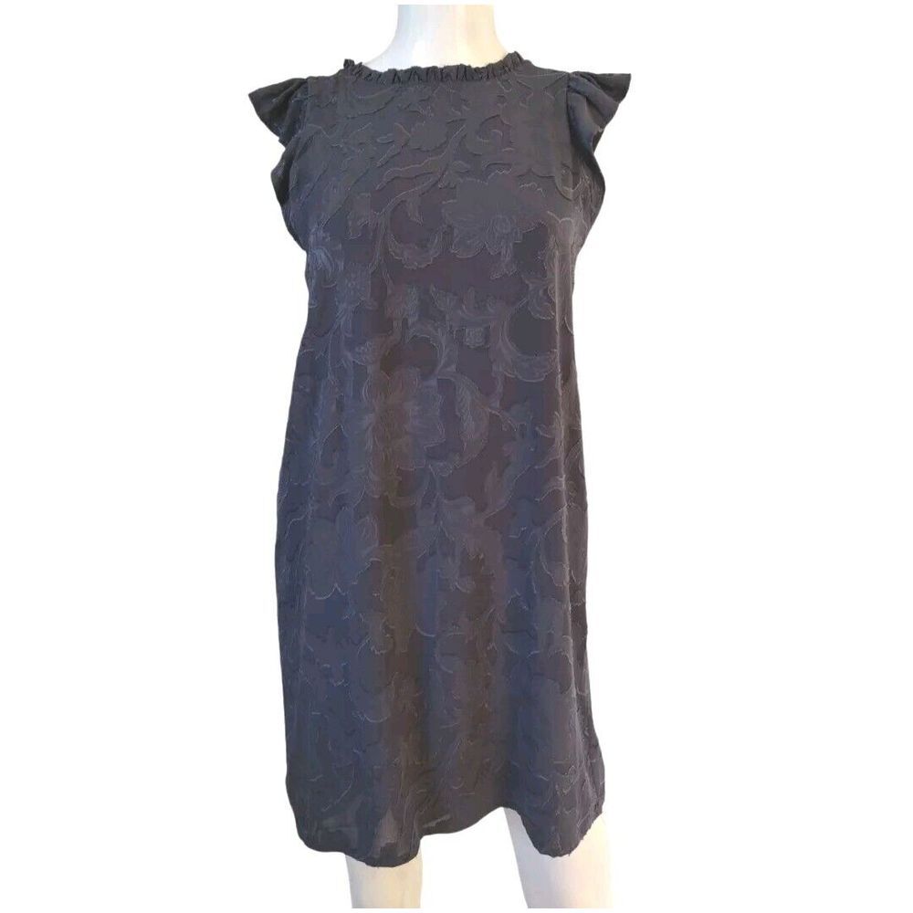 Loft‎ Midi Dress Women XSP Dark Blue Floral Sleeveless Ruffle Layer Boho Lined